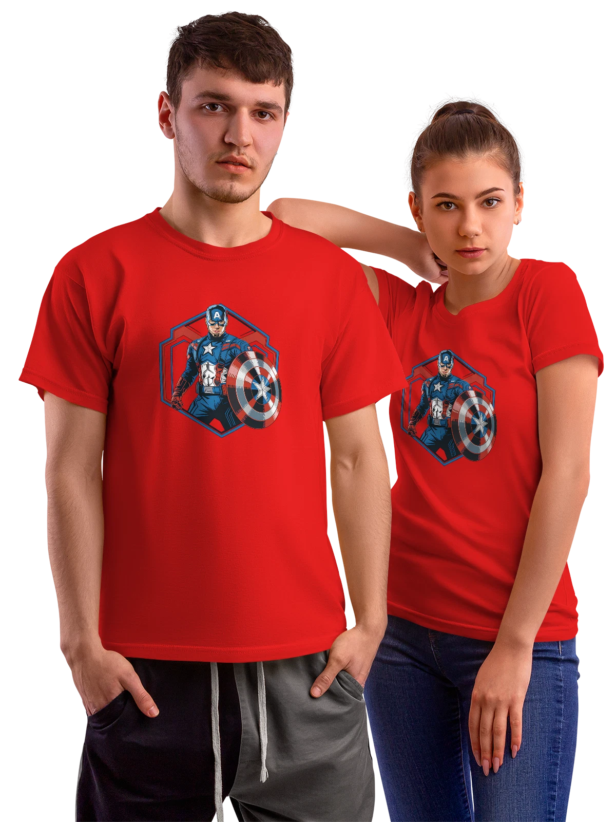 Футболка Капитан Америка Captain America Marvel Защитник красная с принтом — защитник — Красная, фото 1