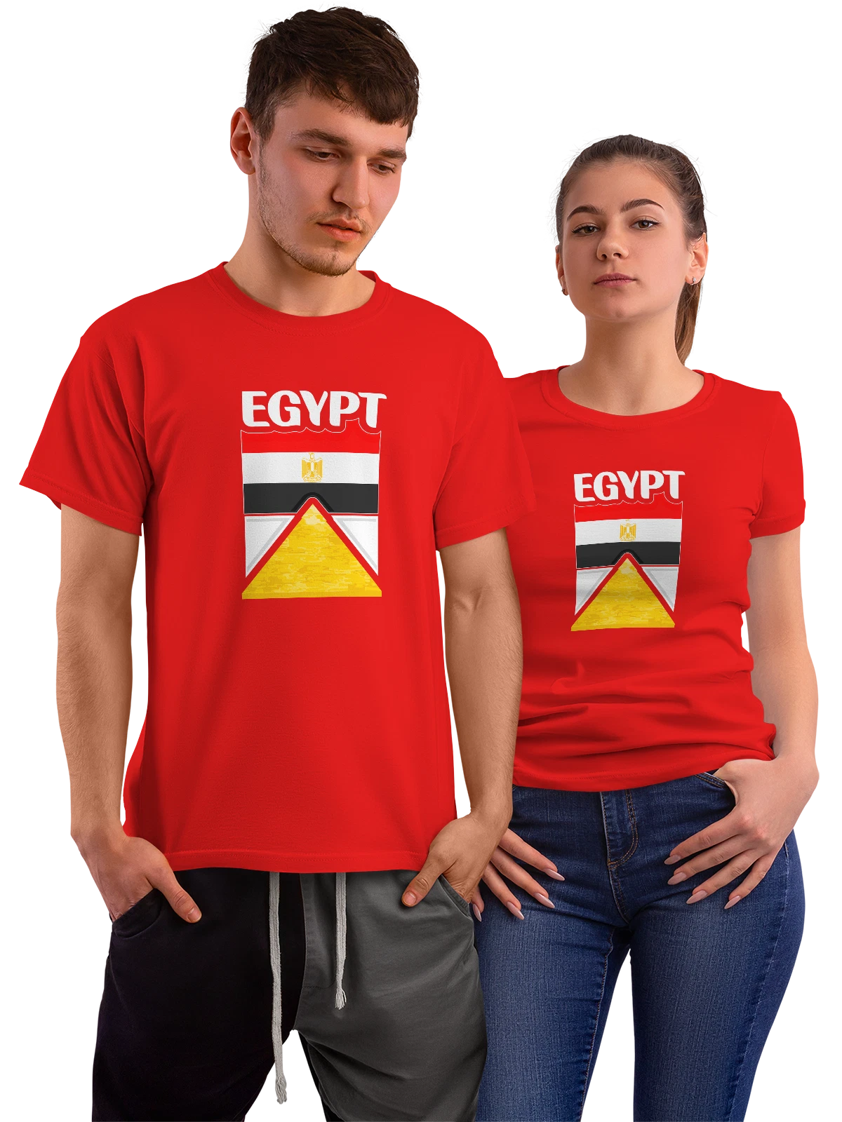 Футболка с флагом Египта Egypt пирамида красная с принтом — национальная символика — Красная, фото 1