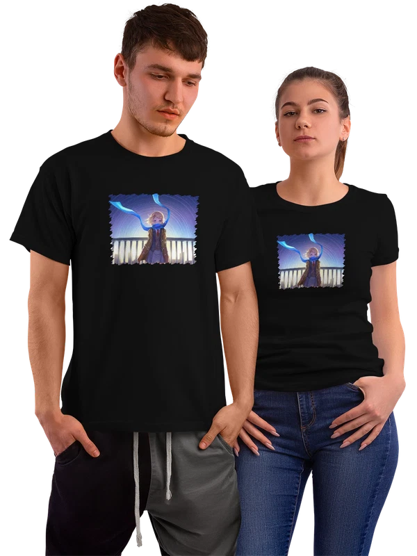 Футболка Фантастика Аниме девушка Школьная форма — Чёрная, фото 1