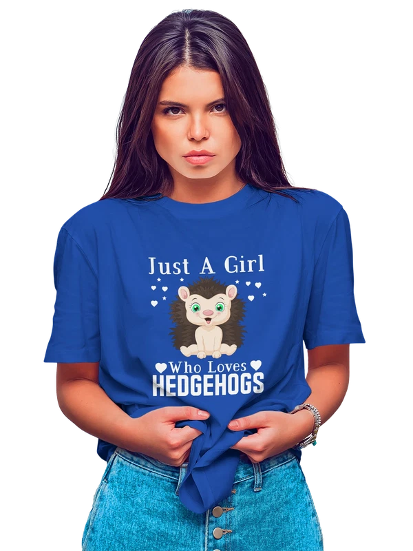 Футболка ежи с сердечками just a girl — Синяя, фото 1