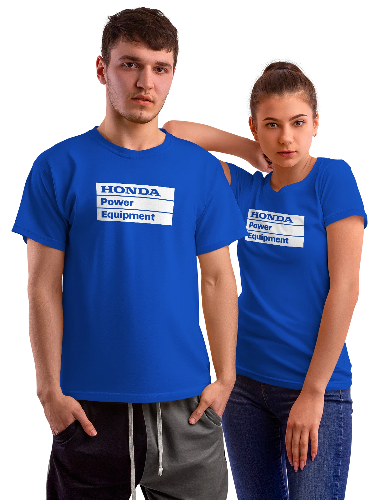 Футболка Honda синяя с принтом — контрастный принт — Синяя, фото 1