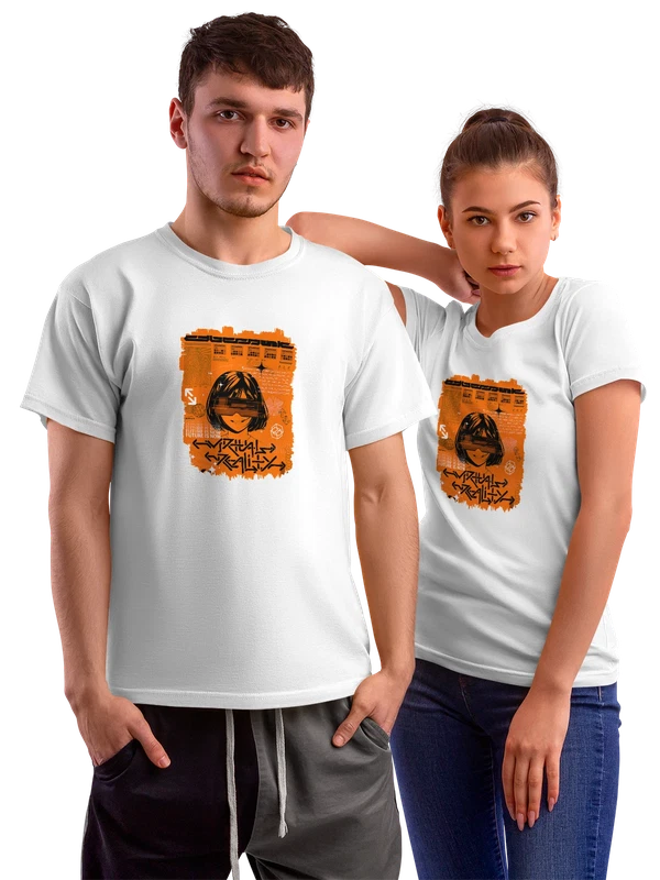 Футболка девушка в очках иероглифы — Белая, фото 1