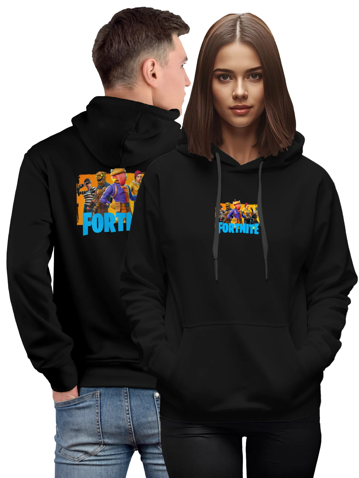 Худи Фортнайт Fortnite чёрное с принтом — футболка подростку — Чёрная, фото 1