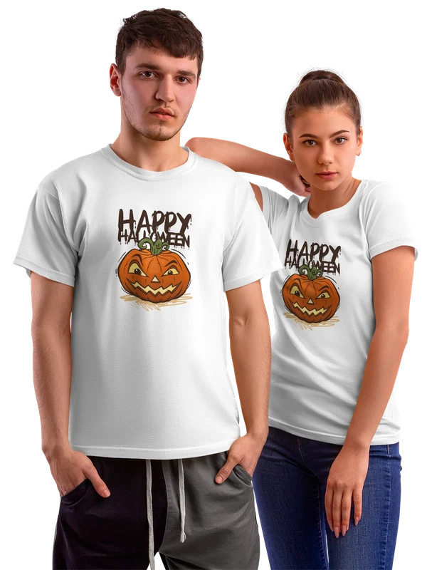 Футболка таква и надпись happy Halloween — Белая, фото 1