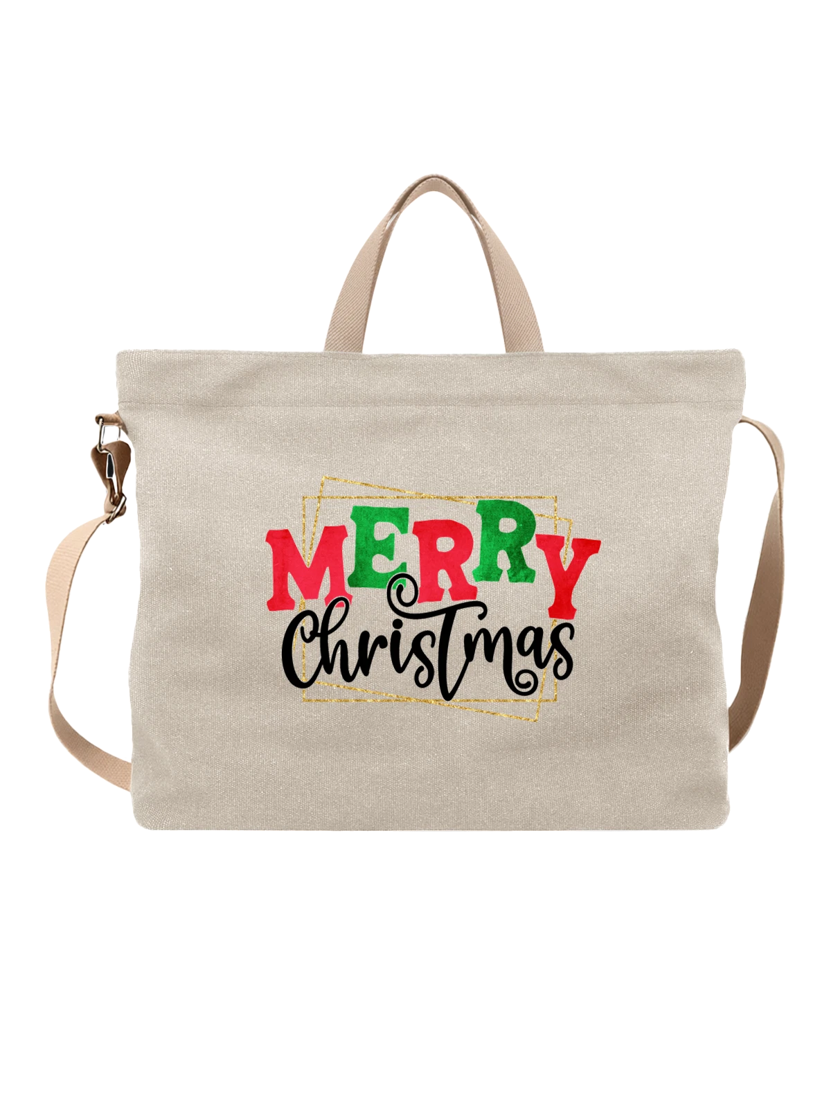 Сумка Merry Christmas с праздничной надписью белая с принтом — скриптовый шрифт — Белая, фото 1