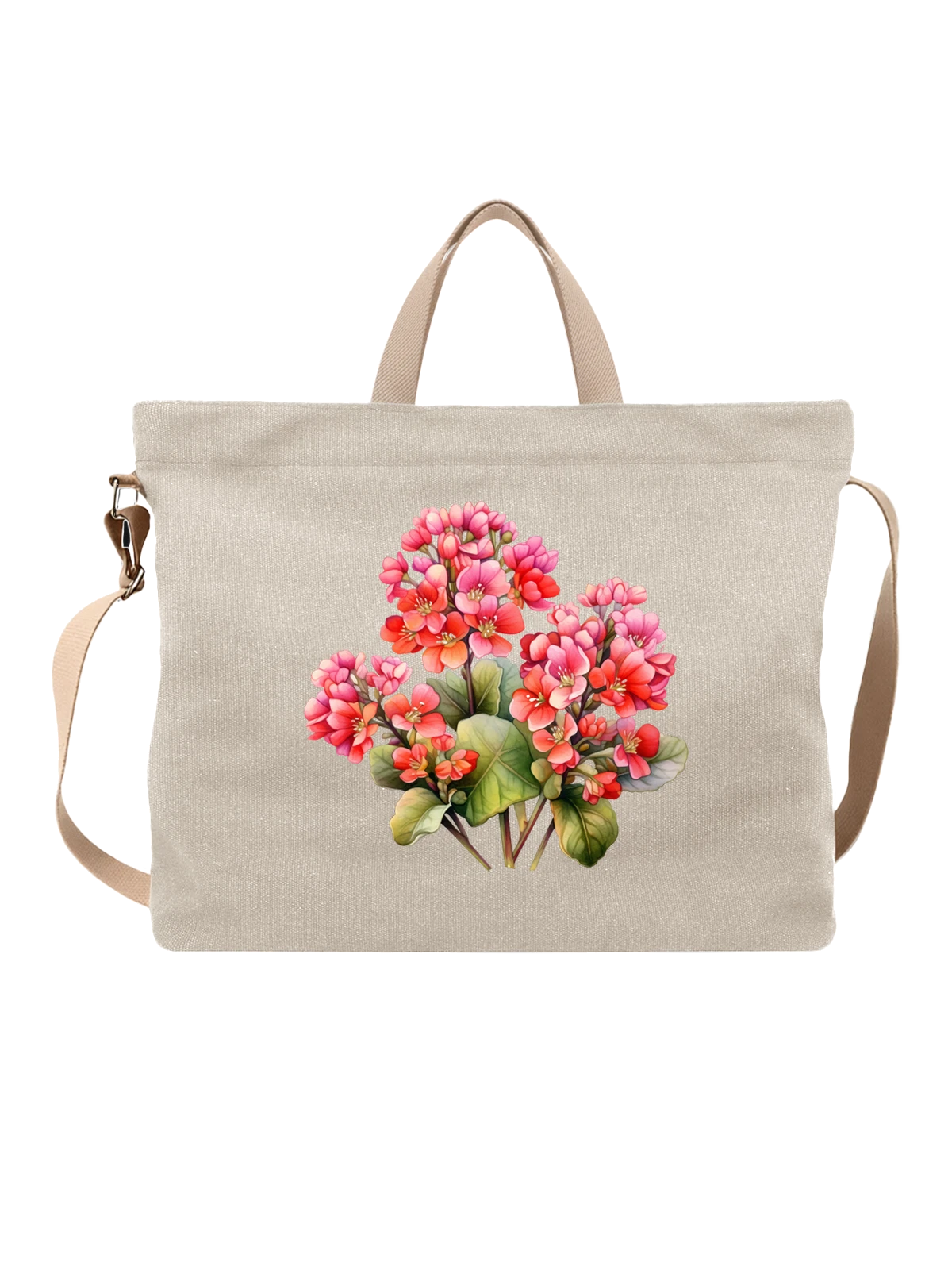 Сумка с букетом розовой герани белая с принтом — floral art — Белая, фото 1