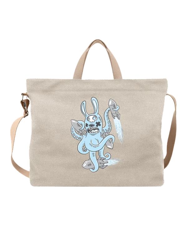 Сумка с blue monster rabbit и ракетами — Белая, фото 1