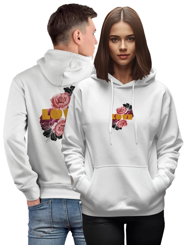 Худи с цветами love любовь — Белая, фото 1