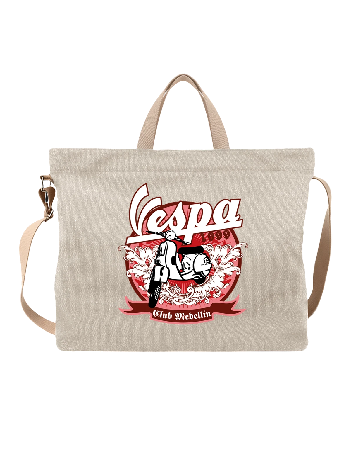 Сумка Vespa белая с принтом — клуб любителей скутеров — Белая, фото 1