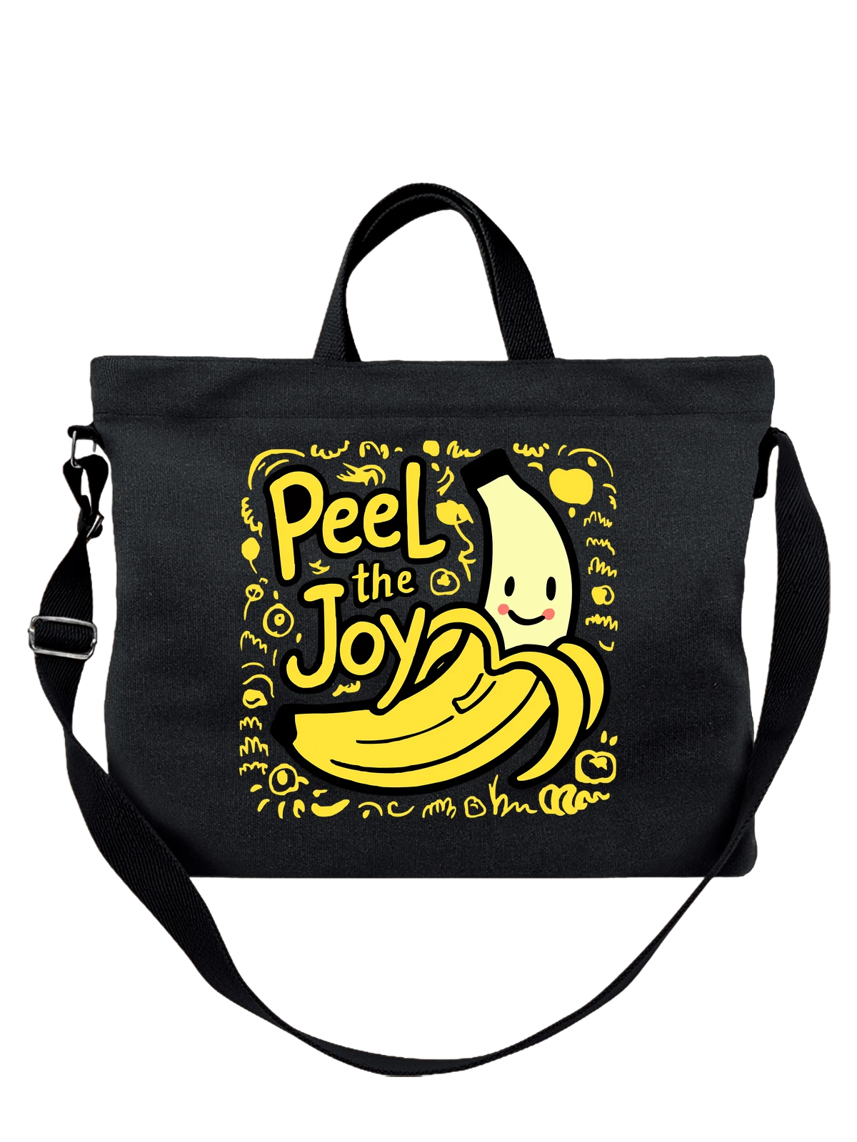 Сумка с бананом peel the joy чёрная с принтом — натуральные продукты — Чёрная, фото 1