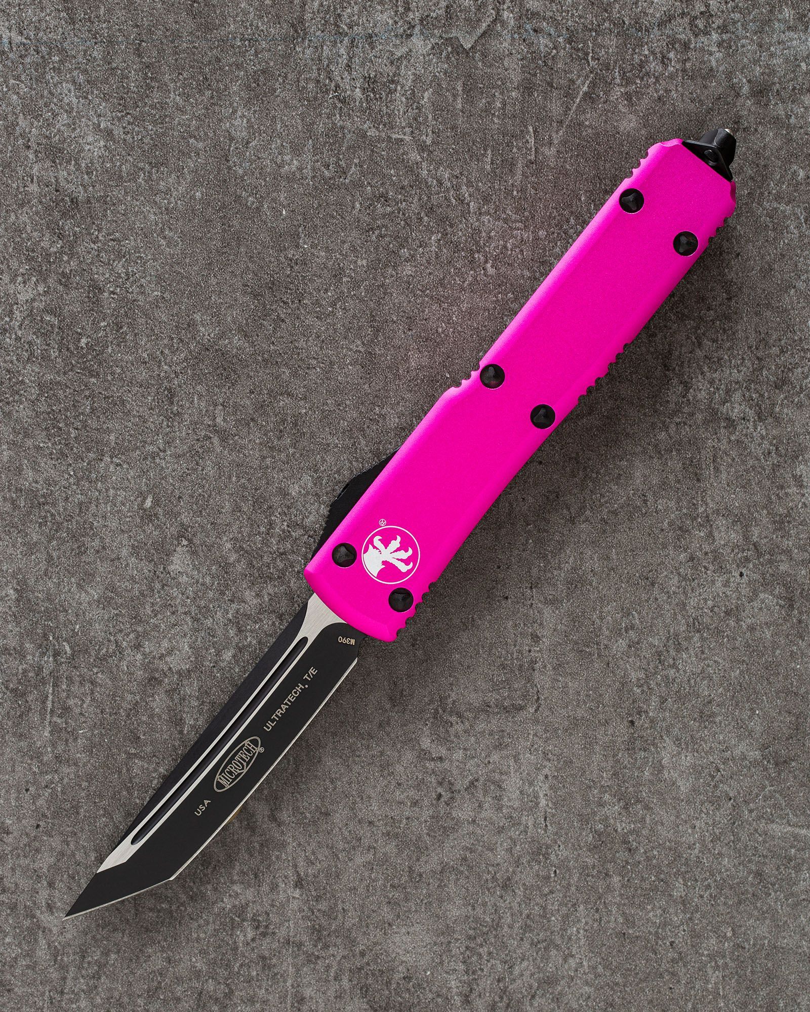 Автоматический складной нож Microtech Ultratech T/E Pink Aluminum Body 123-1PK (розовый)