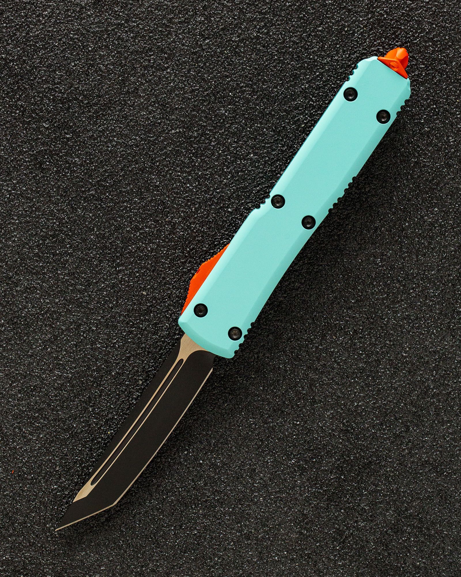 Автоматический складной нож SteelBro Ultratech T/E Tanto Black Cerakote Robbin's Egg Blue ft. Hi-Vis Orange VG-10 123-1ORTRTCS (оранжевый-бирюзовый)