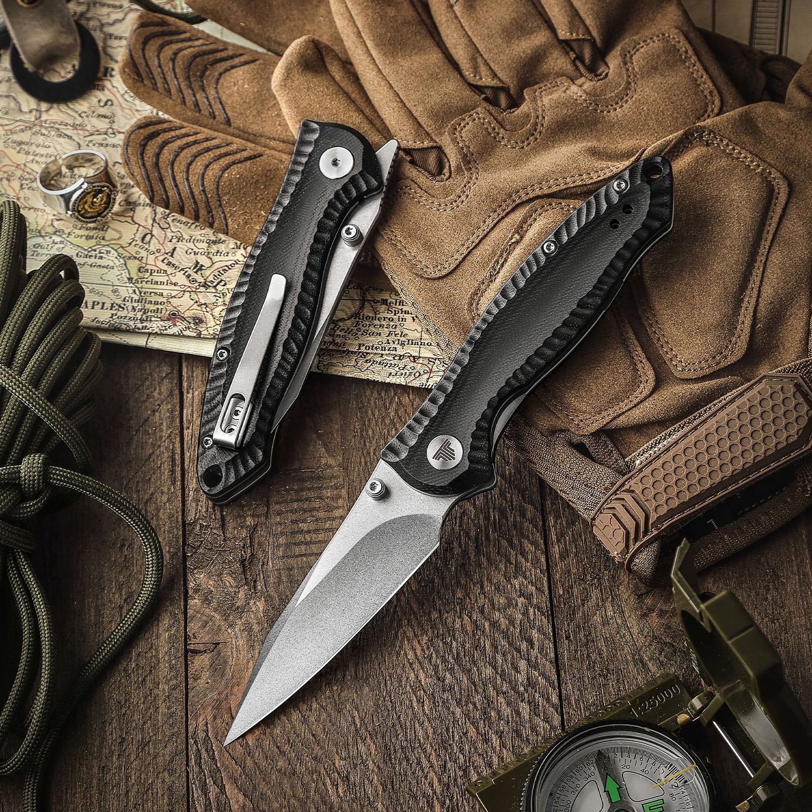 Складной туристический нож TRIVISA Delphinus-03B клинок 14C28N рукоять G10 (черный)