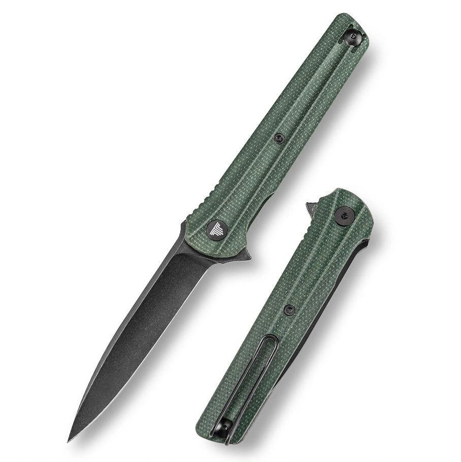 Складной туристический нож TRIVISA Seagull-G клинок 14C28N рукоять микарта (черный-зеленый)