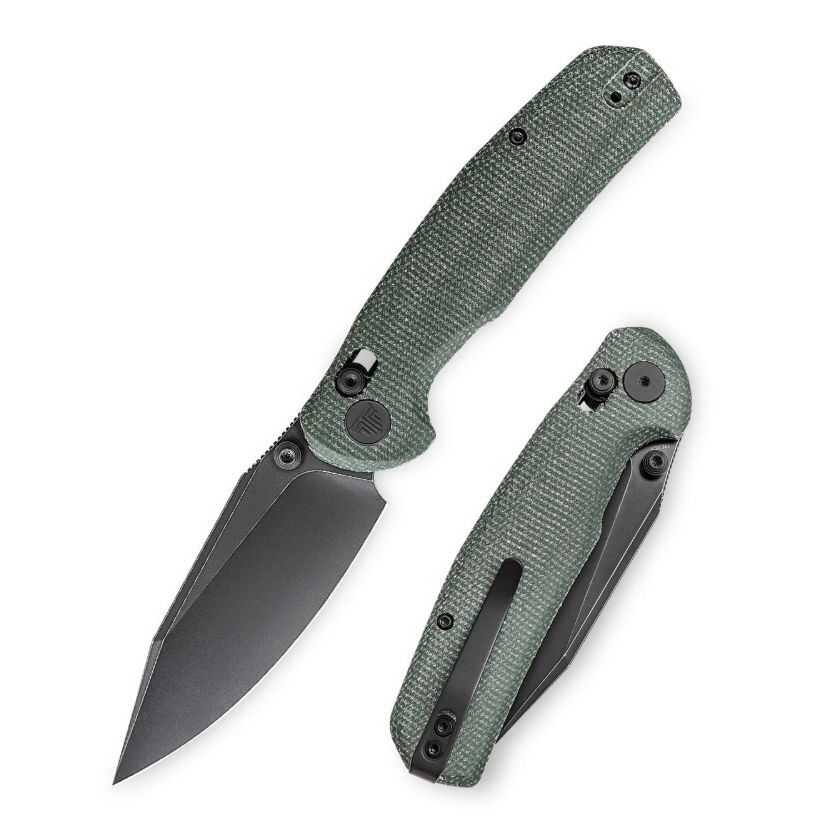 Складной туристический нож TRIVISA Hornet-04G клинок 14C28N рукоять micarta (черный-зеленый)