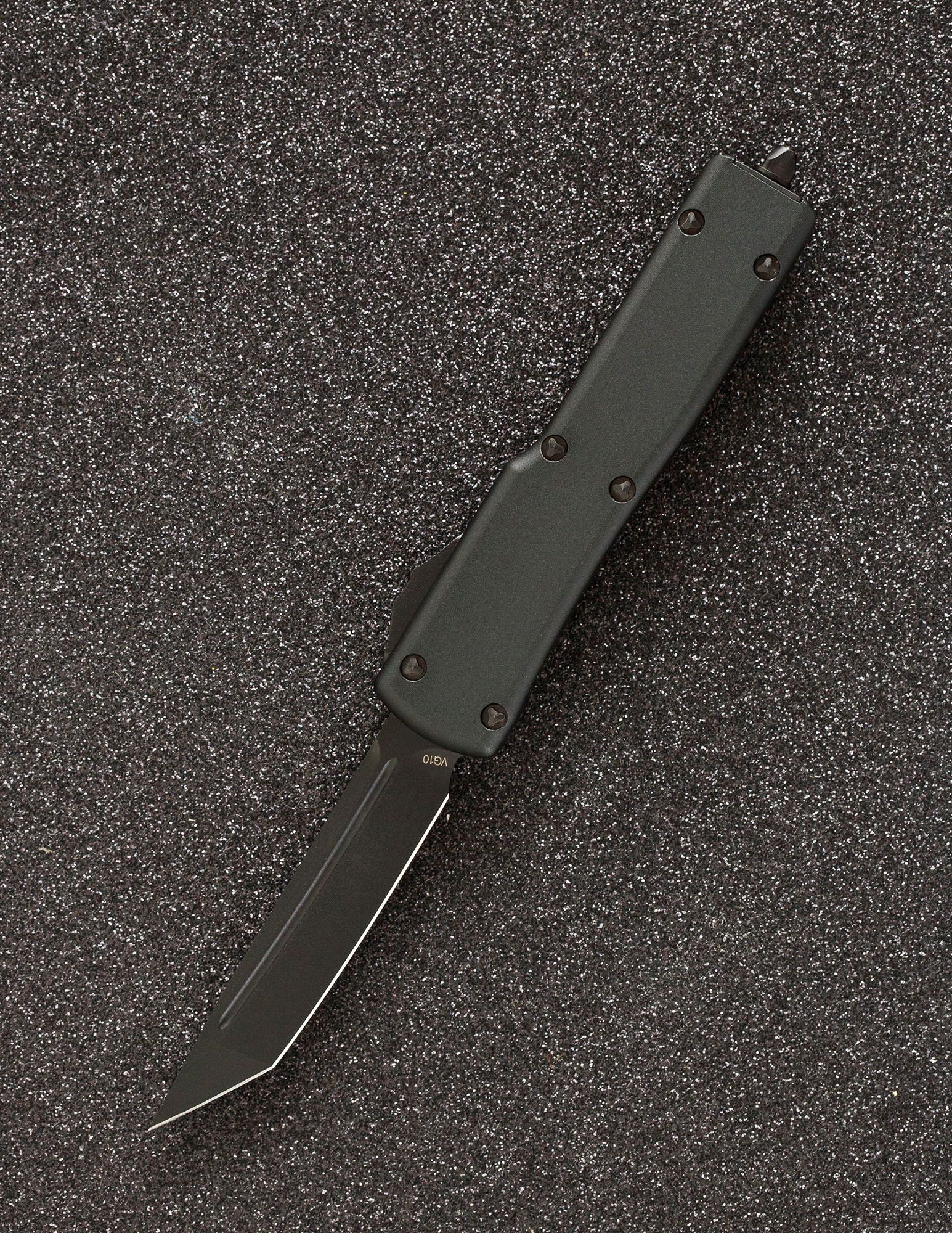 Автоматический складной нож SteelBro UTX-70 T/E Tanto Black 149-1BK (черный-черный) фронталка/выкидуха