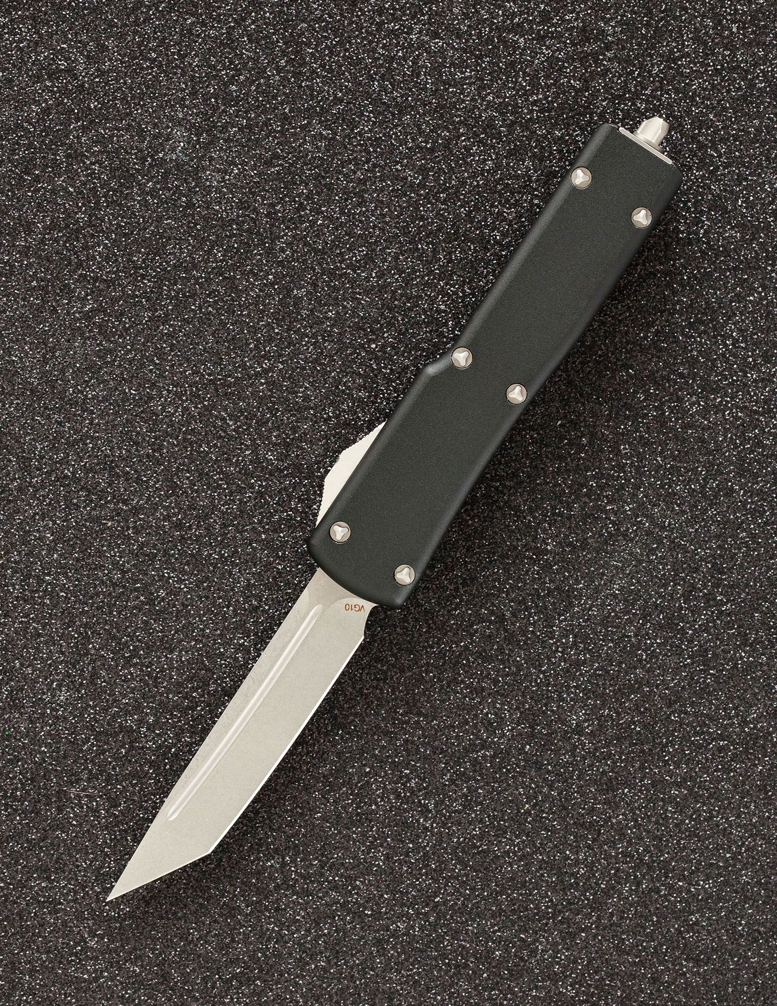 Автоматический складной нож SteelBro UTX-70 T/E Tanto Stonewash 149-10 (черный) фронталка/выкидуха